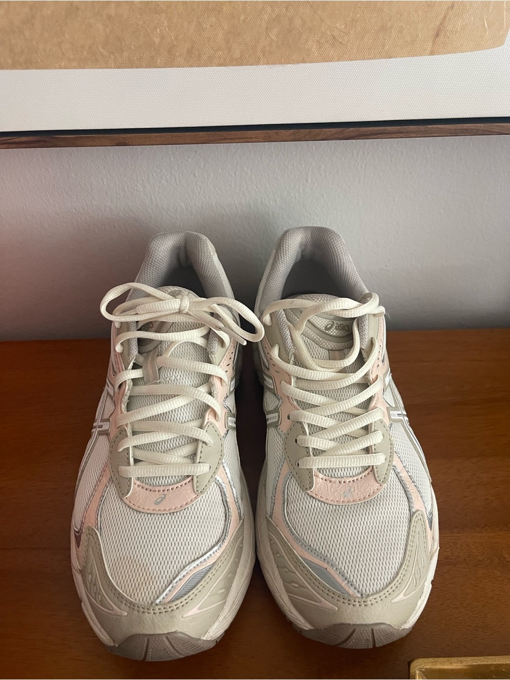 ASICS Pink/Cream Neutral Running Sneakers in Light Gray & Pale Pink Accents